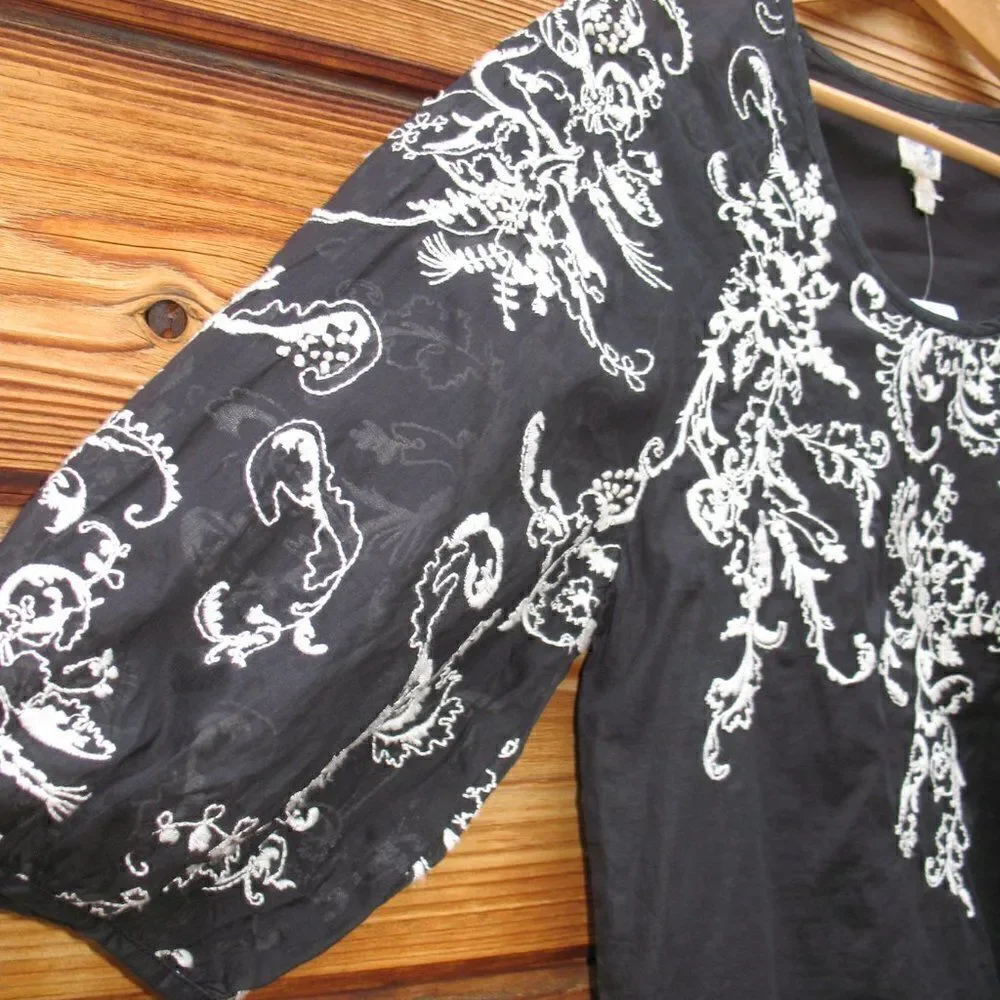 NWT Anthropologie Edme & Esyllte Embroidered Puff Sleeve Blouse Top